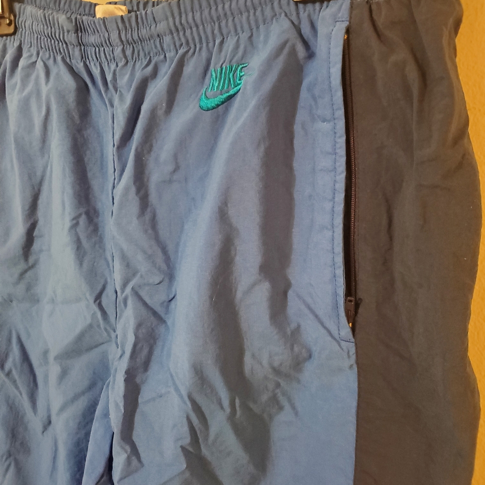 90s Nike Track Pants Rare Silver Tag Vintage Nike Blue Teal Mens Large EUC - Picture 6 of 6